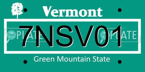 7NSV01 Vermont License Plate