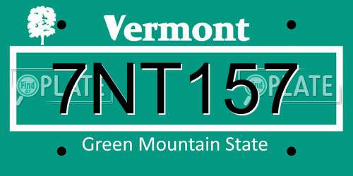 7NT157 Vermont License Plate