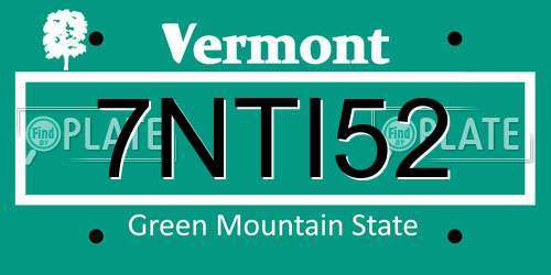 7NTI52 Vermont License Plate