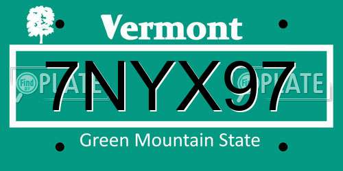 7NYX97 Vermont License Plate