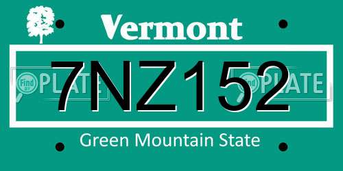 7NZ152 Vermont License Plate