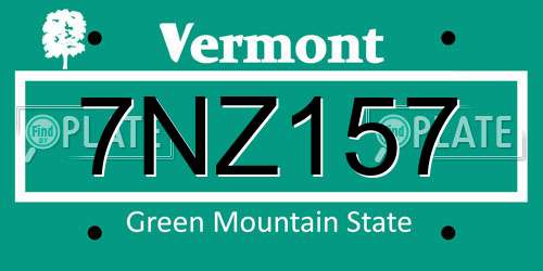 7NZ157 Vermont License Plate