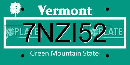 7NZI52 Vermont License Plate