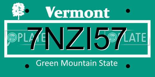 7NZI57 Vermont License Plate