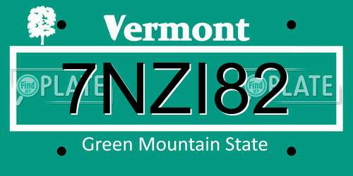7NZI82 Vermont License Plate