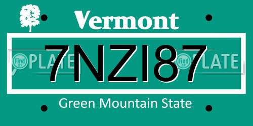 7NZI87 Vermont License Plate