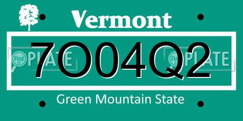 7O04Q2 Vermont License Plate