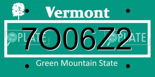 7O06Z2 Vermont License Plate