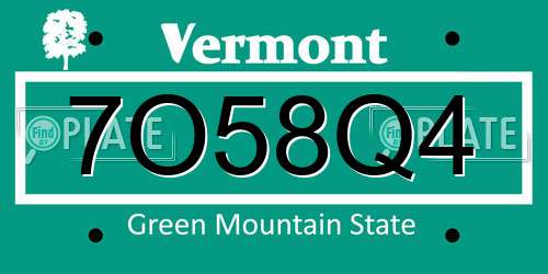 7O58Q4 Vermont License Plate