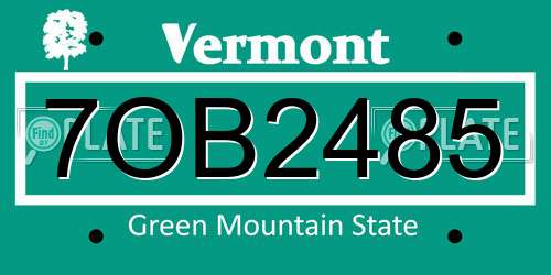 7OB2485 Vermont License Plate