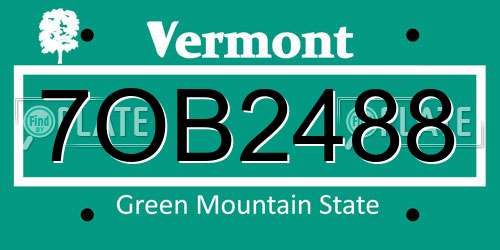7OB2488 Vermont License Plate