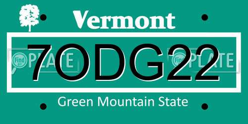 7ODG22 Vermont License Plate