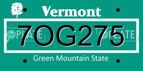 7OG275 Vermont License Plate