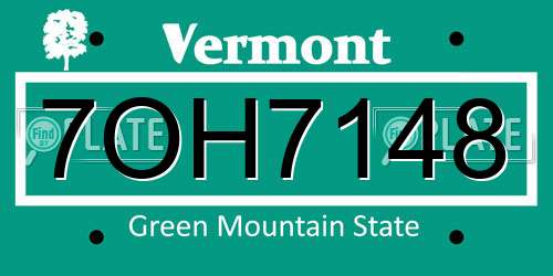 7OH7148 Vermont License Plate