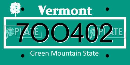 7OO402 Vermont License Plate