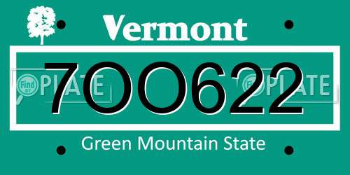 7OO622 Vermont License Plate