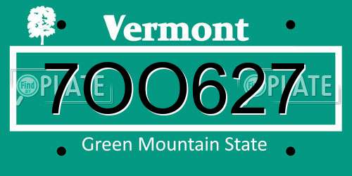 7OO627 Vermont License Plate