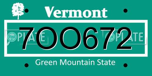 7OO672 Vermont License Plate
