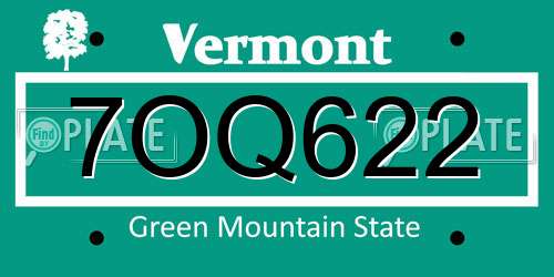 7OQ622 Vermont License Plate