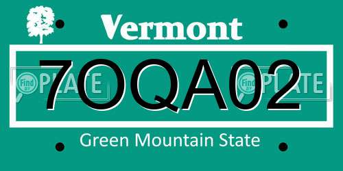 7OQA02 Vermont License Plate