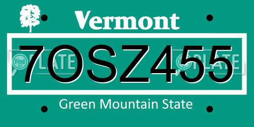 7OSZ455 Vermont License Plate