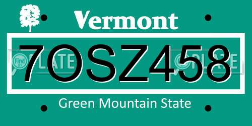 7OSZ458 Vermont License Plate