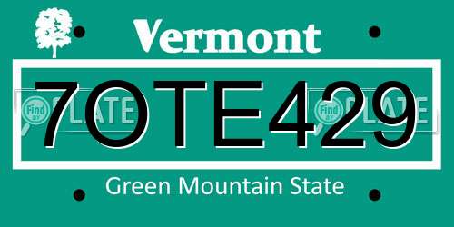 7OTE429 Vermont License Plate