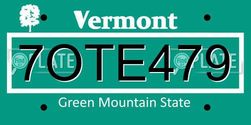 7OTE479 Vermont License Plate