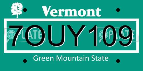 7OUY109 Vermont License Plate