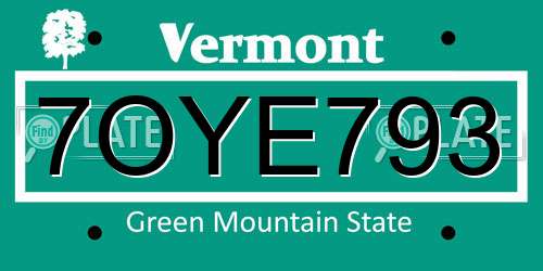 7OYE793 Vermont License Plate