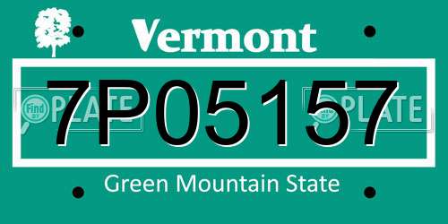 7P05157 Vermont License Plate