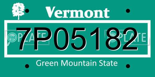 7P05182 Vermont License Plate