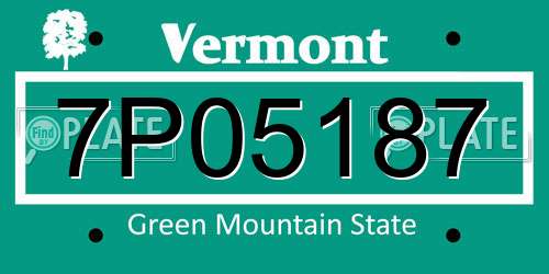 7P05187 Vermont License Plate