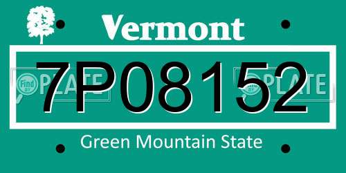 7P08152 Vermont License Plate
