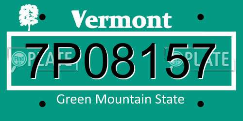 7P08157 Vermont License Plate