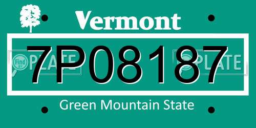 7P08187 Vermont License Plate