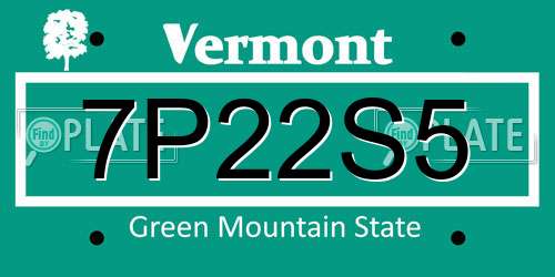 7P22S5 Vermont License Plate