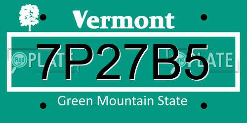 7P27B5 Vermont License Plate
