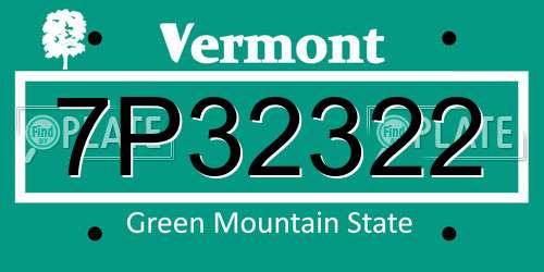 7P32322 Vermont License Plate