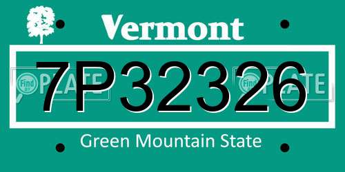 7P32326 Vermont License Plate