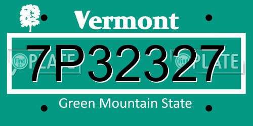 7P32327 Vermont License Plate