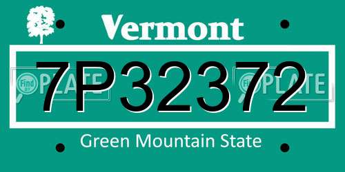 7P32372 Vermont License Plate