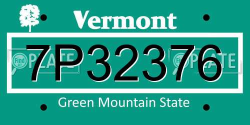 7P32376 Vermont License Plate