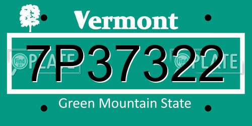7P37322 Vermont License Plate