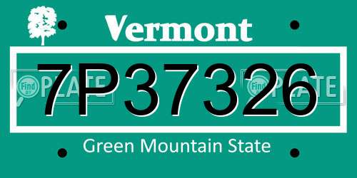 7P37326 Vermont License Plate
