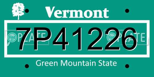 7P41226 Vermont License Plate