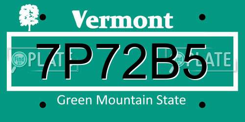 7P72B5 Vermont License Plate