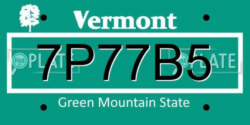 7P77B5 Vermont License Plate