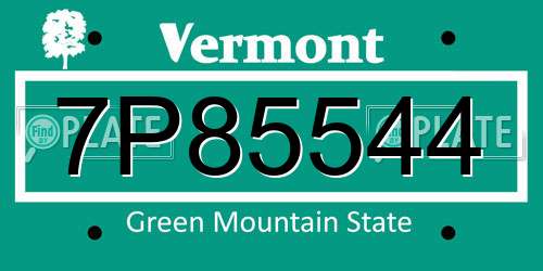 7P85544 Vermont License Plate