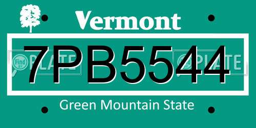 7PB5544 Vermont License Plate